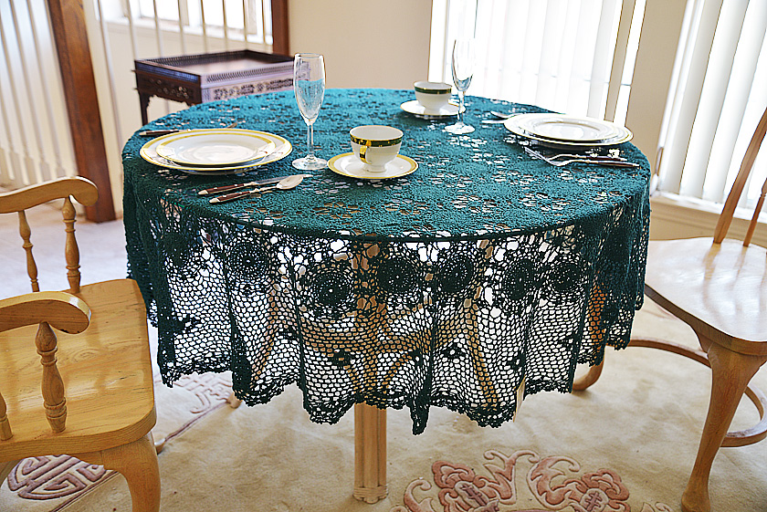 Every Green Round Crochet Tablecloth