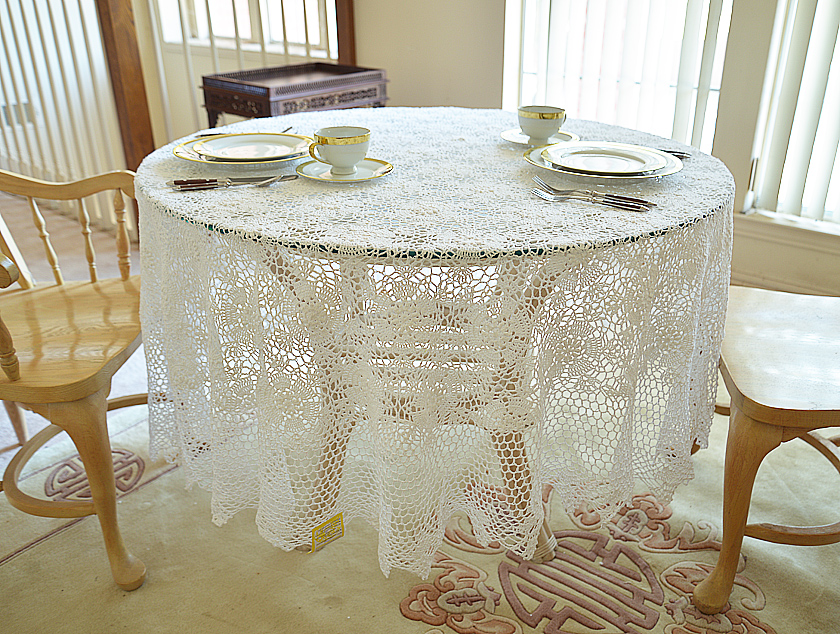 Crochet Round Tablecloth. 66" Round Crochet Tablecloth