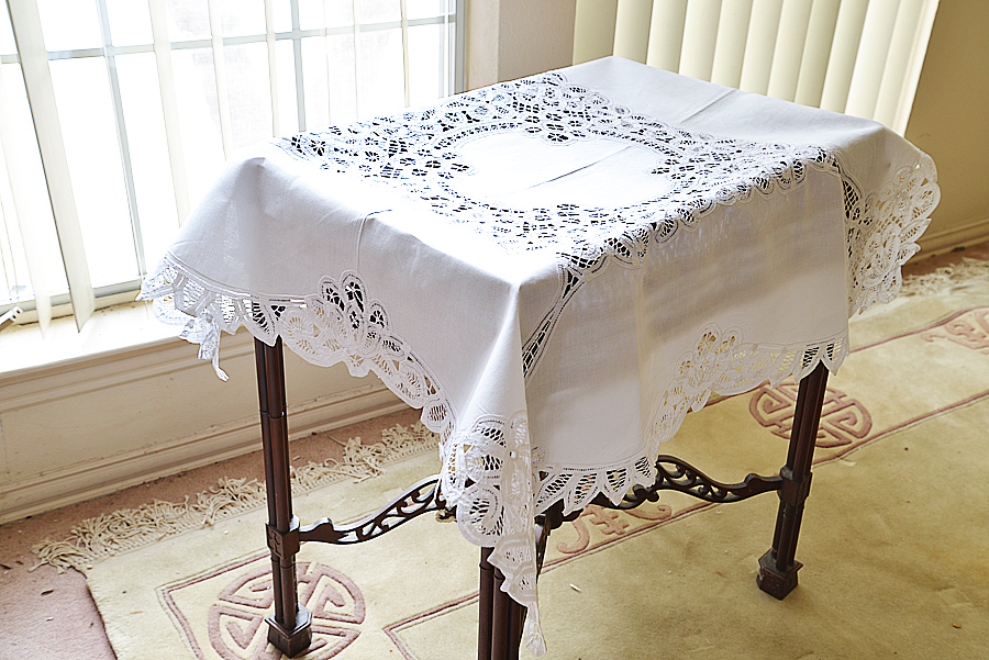 battenburg lace square tablecloth